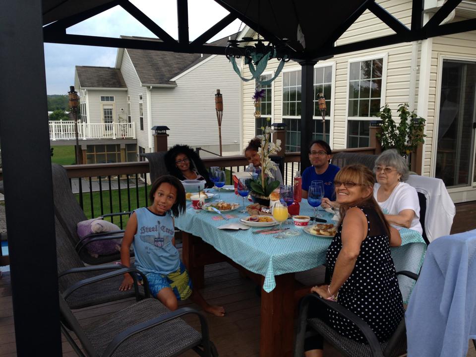 Family eating dinner