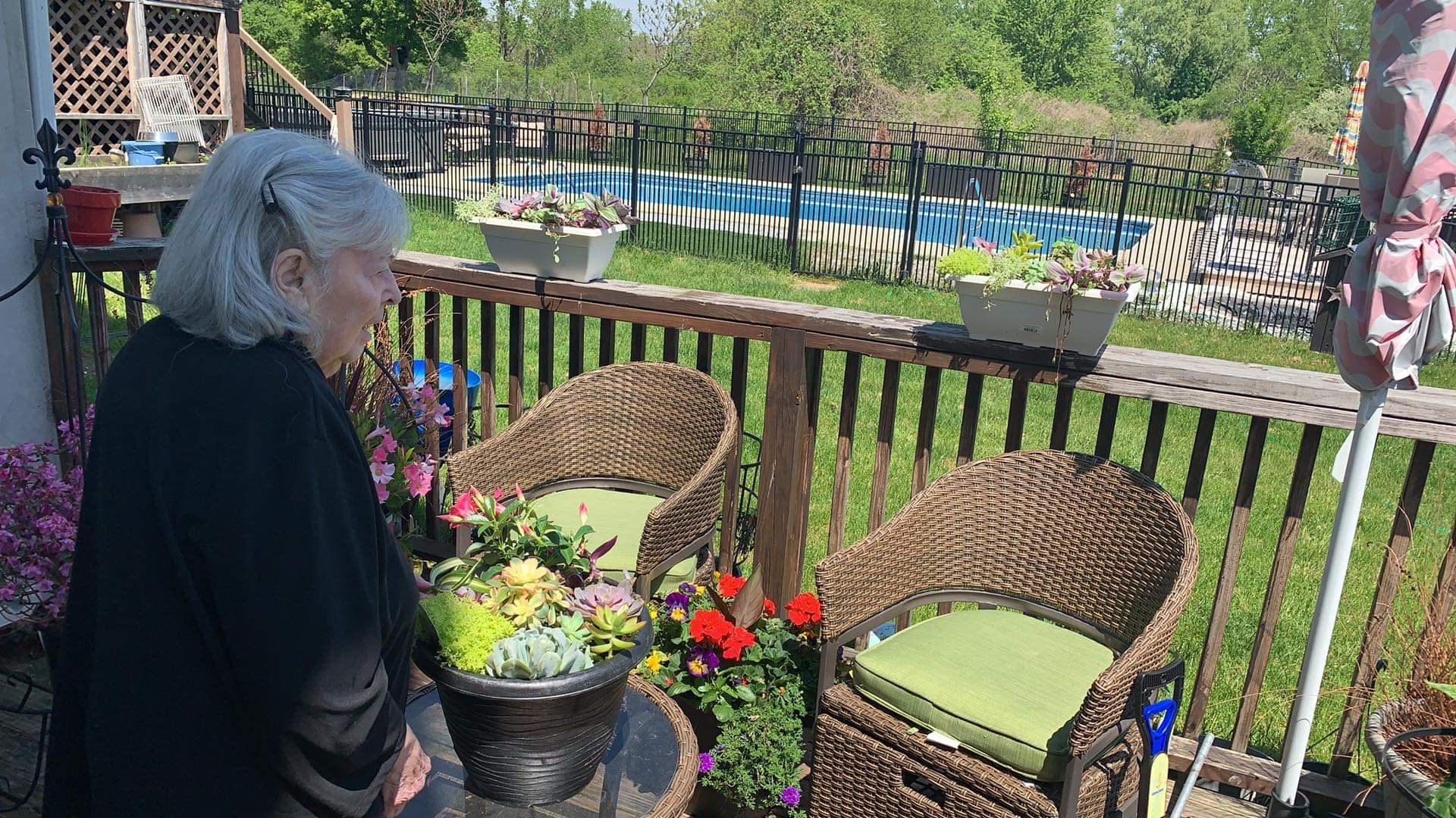 Janet enjoying the view from her deck