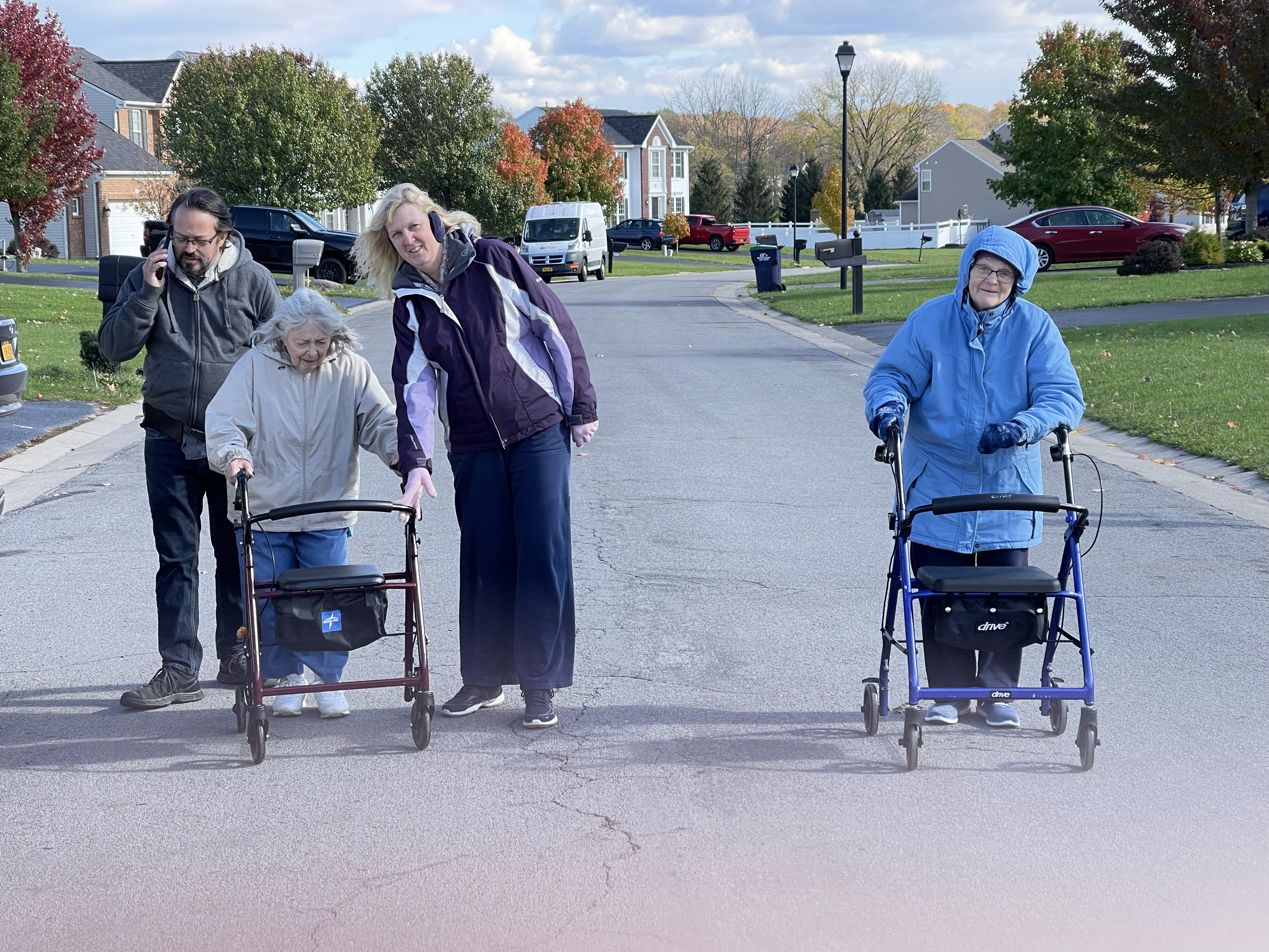 Janet walking with friends